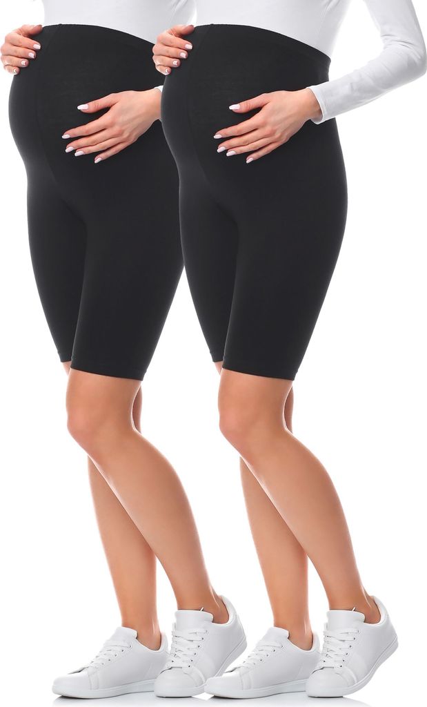 Be Mammy Kurze Umstandsleggings aus Baumwolle 2Pack BE20-228 (2Pack Schwarz/Schwarz, 3XL)