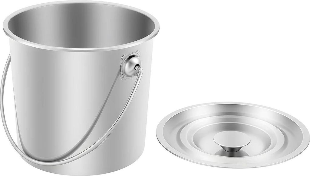 Rostfreier Stahleimer - Milchkanne mit Deckel - Lebensmittelgeeignet - Für schwere Beanspruchung - 6 L - Silber