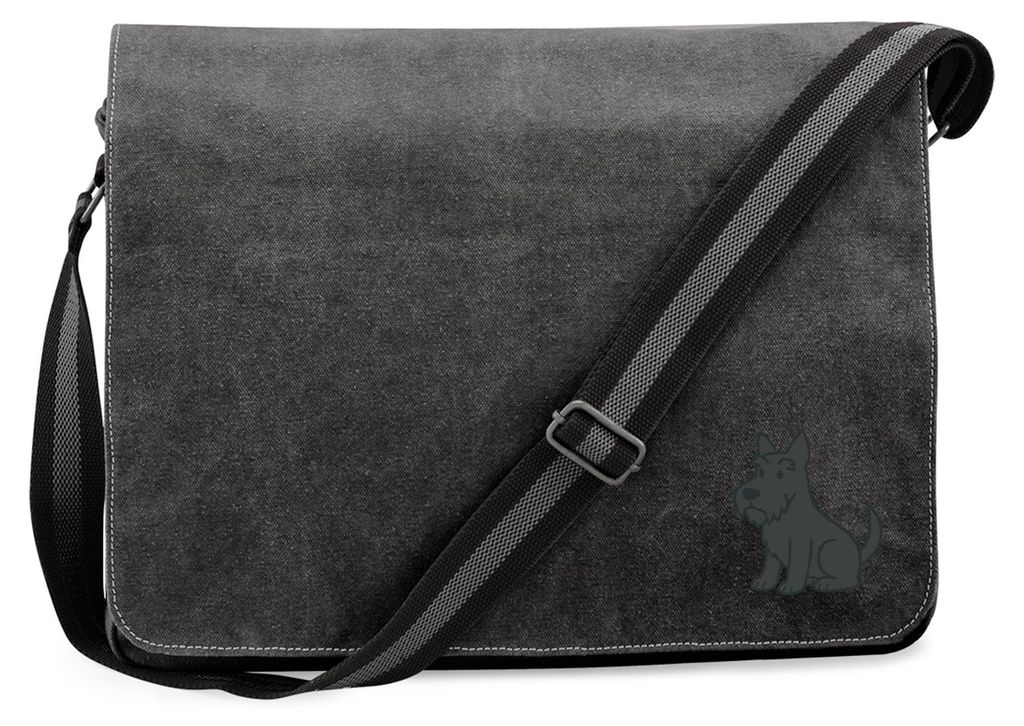 Huuraa Umhängetasche Scottish Terrier Comic Scottie 14 Liter Black Canvas Laptoptasche Geschenkidee