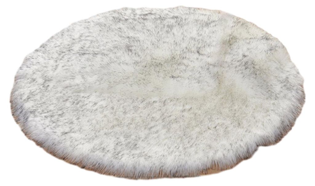 Runde, flauschige Plüschmatte, weicher Schlafzimmerteppich, einfarbig, maschinenwaschbar, flauschiger Teppich für Kinderzimmer, Babyzimmer, Wohnz...