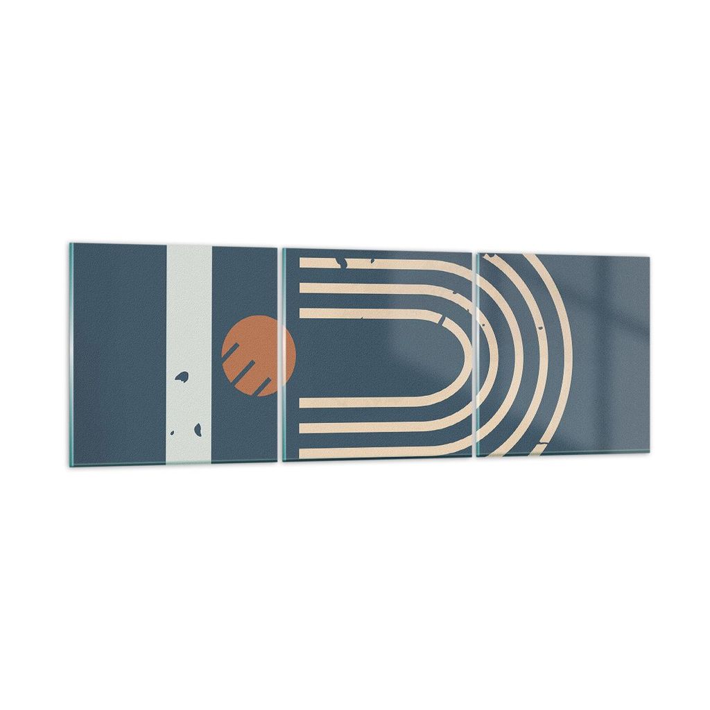 Bilder auf glas - 3 Teile - Abstraktion Stadion Modern - 90x30cm - Glasbilder - Wandbilder - Bilder - zum Aufhängen bereit - Wanddekoration aus Gl...