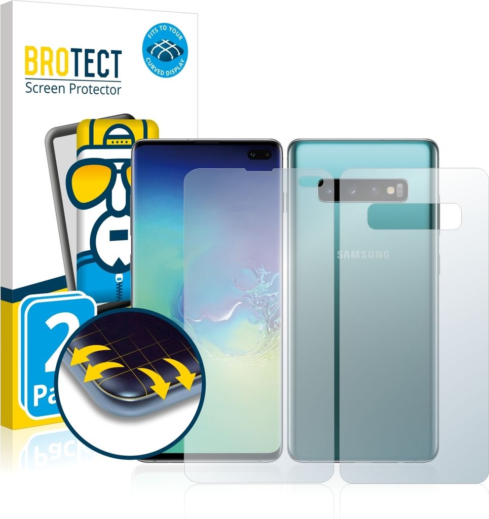 2x BROTECT Fullscreen Schutzfolie für Samsung Galaxy S10 Plus (Display+Rückseite) Displayschutz Folie Fullcover Klar Transparent