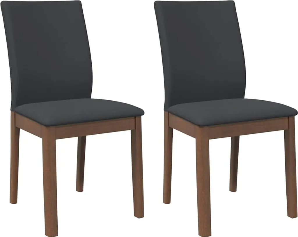 Set 2 Sedie da Pranzo Legno Massiccio Marrone Gomma con Cuscini