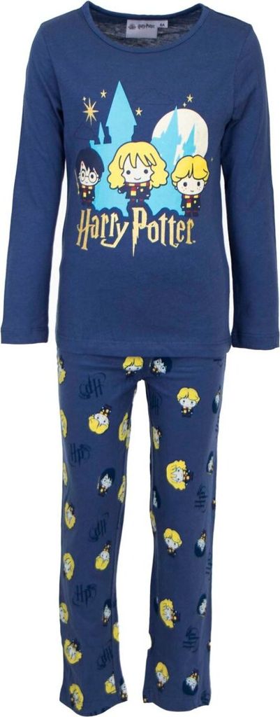 Harry Potter Nachtwäsche Schlafanzug aus Baumwolle Pyjama-Set für Kinder 4 Jahre Blau