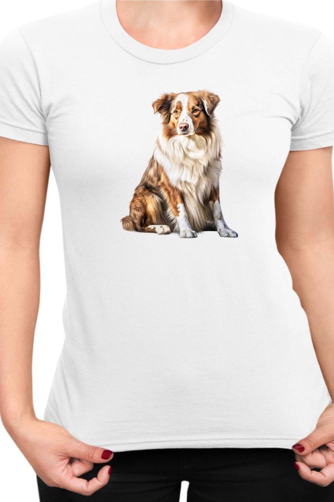 Damen T-Shirt Dogs Breeds Shetland Sheepdog Dog Breed 006, Lady XL / Weiß