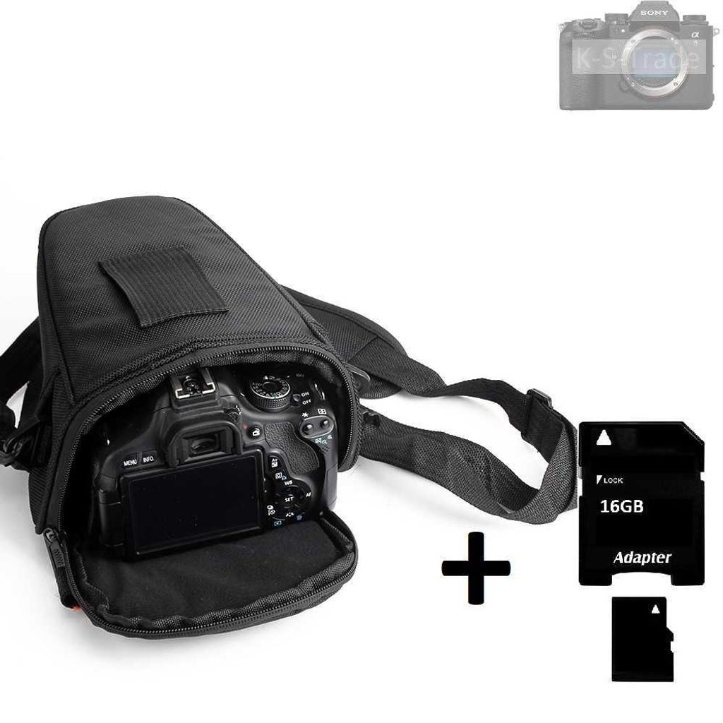 K-S-Trade Schultertasche kompatibel mit Sony Alpha 9 lll Colt Kameratasche für Systemkameras DSLR DSLM SLR, Bridge etc., + 16GB Speicherkarte