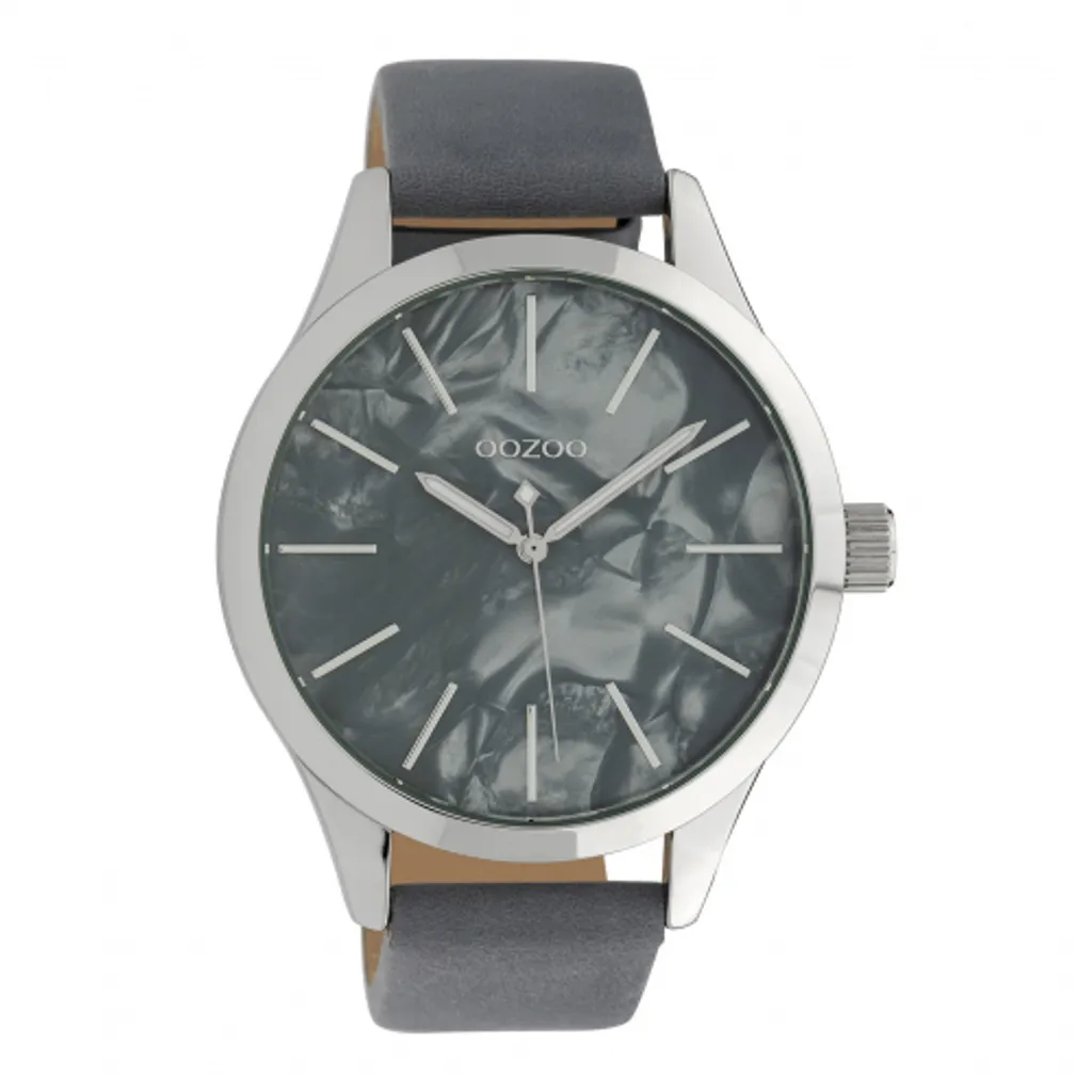 Bracelet Oozoo en cuir gris nacré 45 mm pour montre connectée et mode