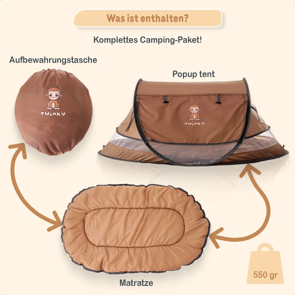 Lit de Bébé Nomade pour Vacances et Sorties avec Matelas Confortable