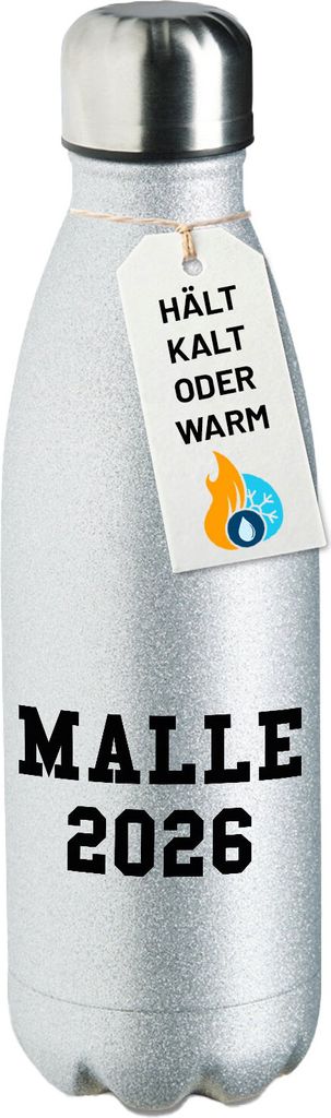 Huuraa Trinkflasche Malle 2026 Mallorca 500ml Silver Edelstahl Wasserflasche Trinkflasche Geschenkidee