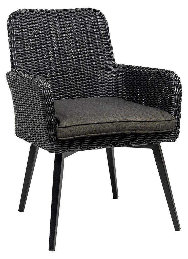 Dining-Gartenstuhl | Pisa | Schwarz | Rattan | 2er Set Produktbild 