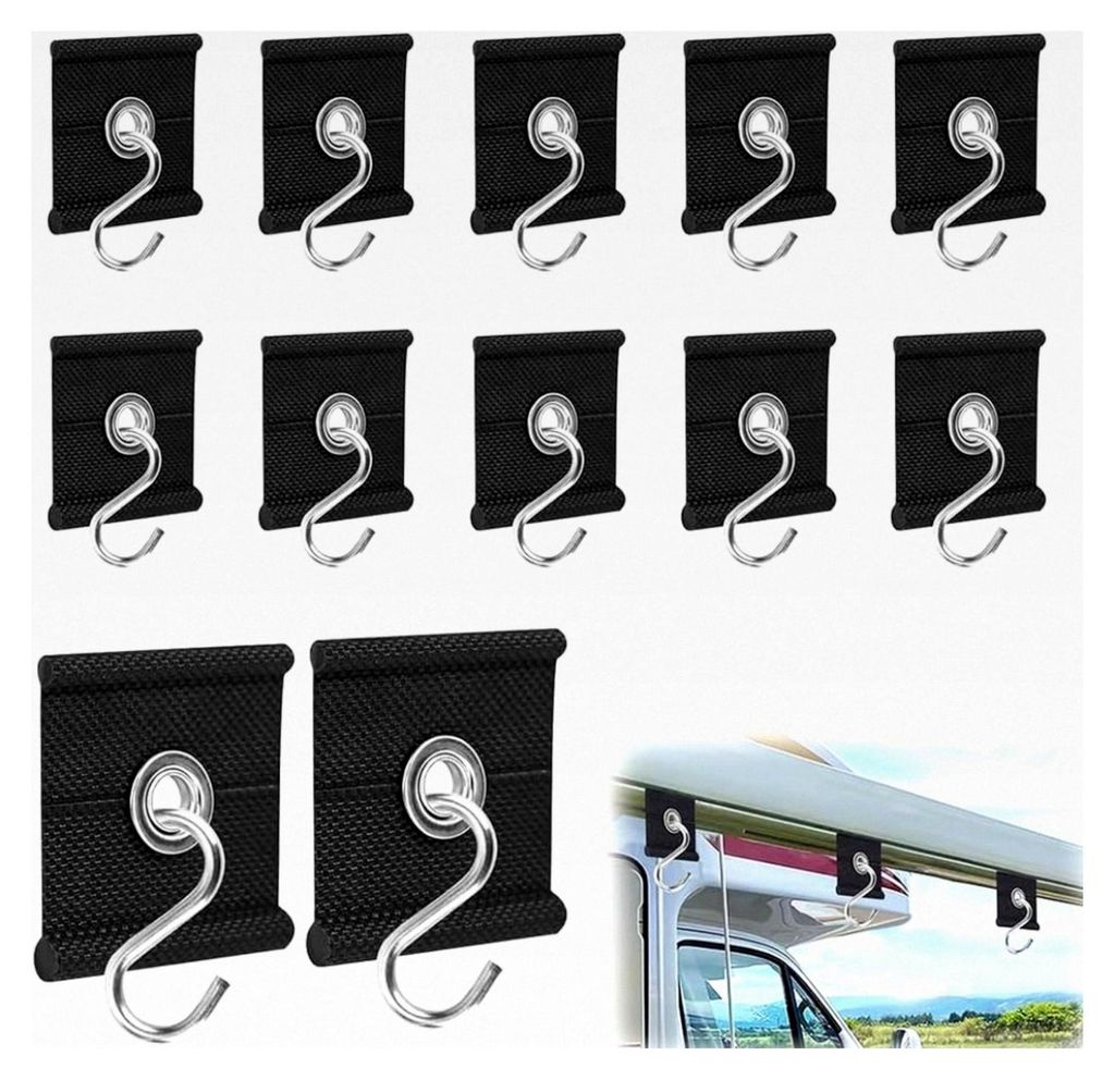 12 Stück Kederleistenhaken für 5/6mm und 7/8mm, Zubehör für Wohnmobilmarkisen und Camping