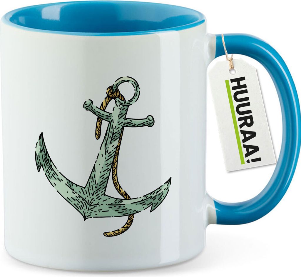 Huuraa Kaffeetasse Anker Anchor 330ml Blau Keramik Kaffeebecher Geschenkidee