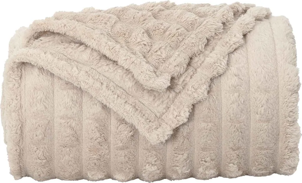 Plaid Beige vidaXL 150x130 cm - Coperta in Pile per Arredo Casa