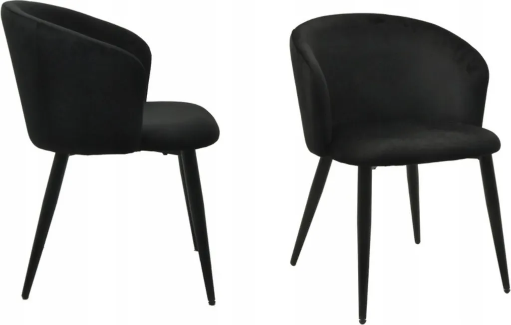 Chaises MILAN pour salon et salle à manger lot de 2 en velours noir moderne