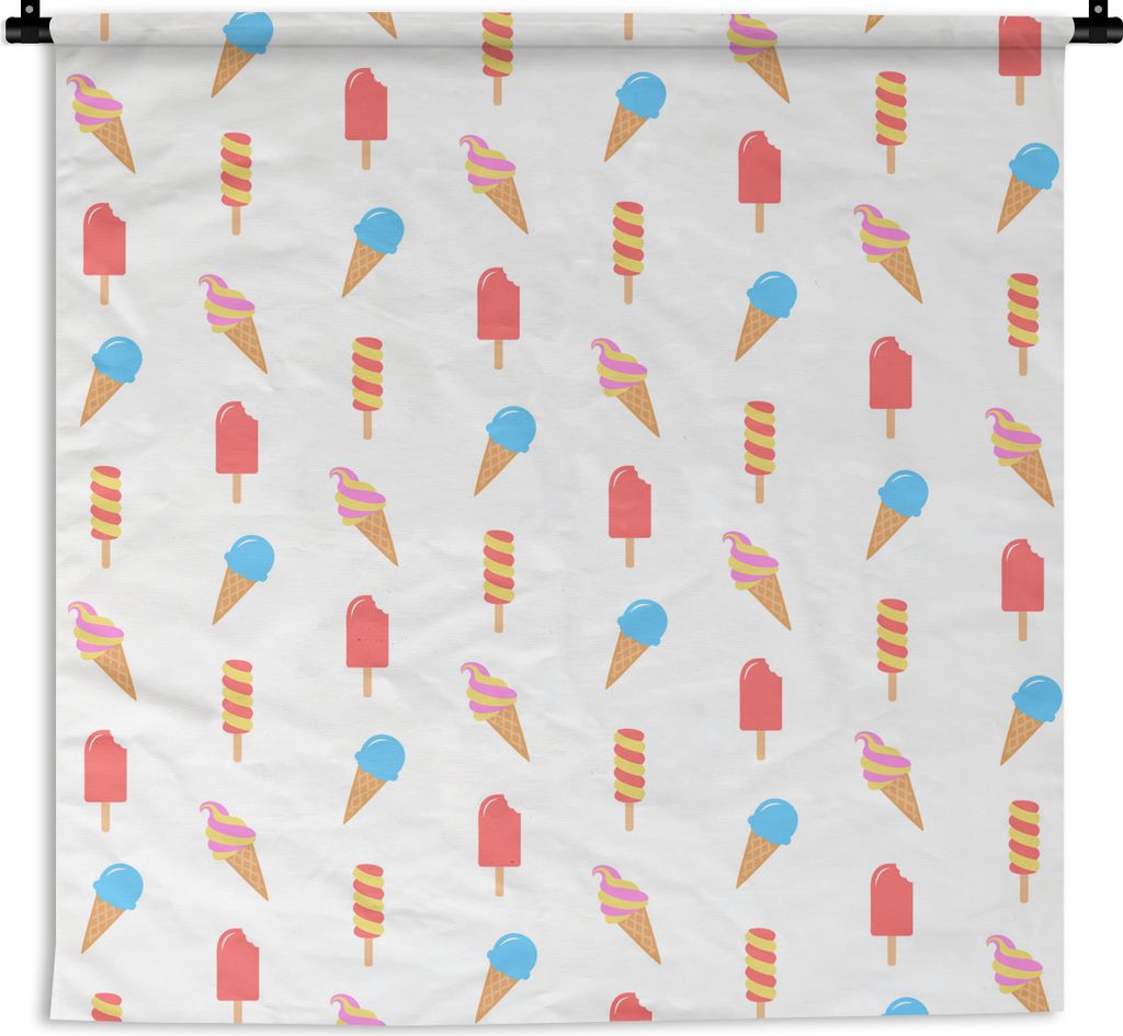 MuchoWow Wandteppich Wandbehang Eiscreme - Muster - Sommer 150x150 cm Tapisserie Dekoration Wandtuch - Wohnaccessoires - Modernes