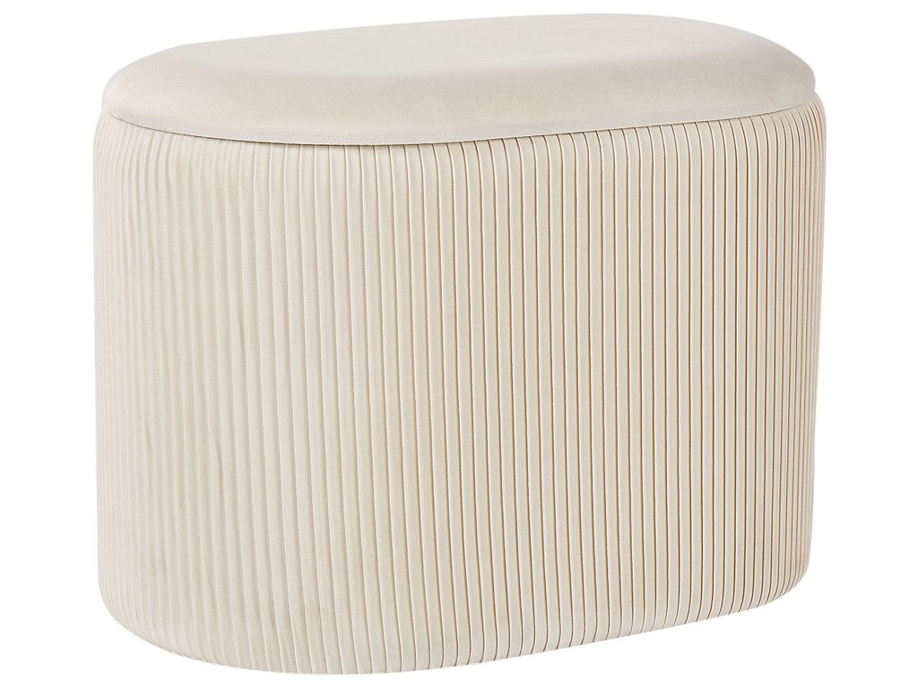 BELIANI Pouf Hellbeige Samtstoff Plissiert Oval mit Stauraum Glamourös Modern für Wohnzimmer Schlafzimmer Esszimmer Garderobe Flur Schminktisch