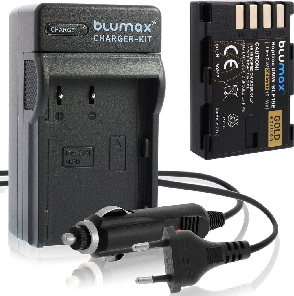 1x Akku + Lader für Panasonic BLF19E DMC-GH3 GH4 DC-GH5 G9 BLF19 2040 mAh