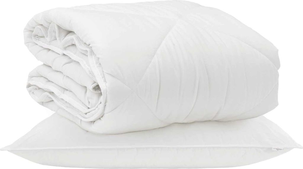 Ganzjahresbettdecke mit Kissen 2 pcs Weiß Mikrofaser