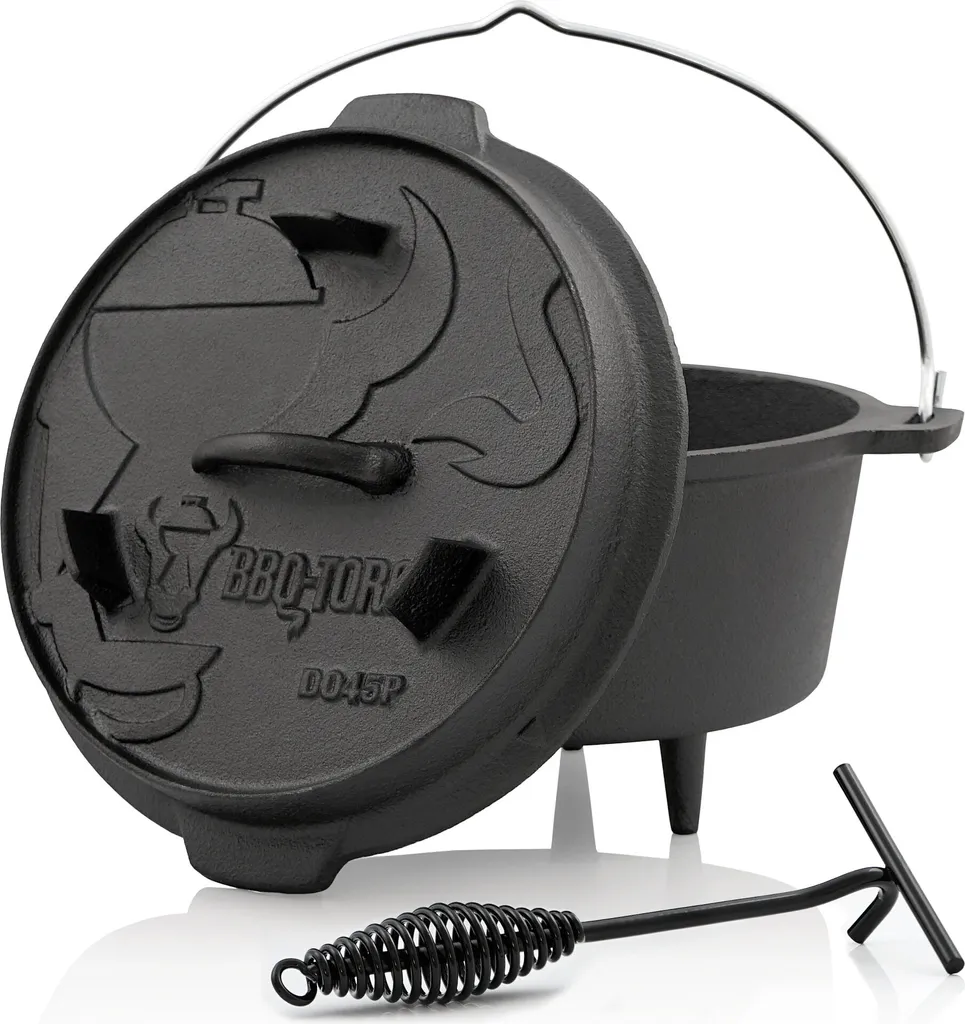 Cocotte hollandaise en fonte BBQ-Toro DO45P Marmite Premium pour BBQ 4,2 L