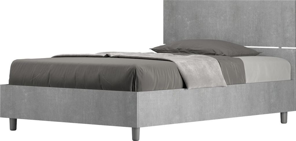 ITYHOME - Bett mit Bettkasten 120x200 gerades Kopfteil Zement Demas