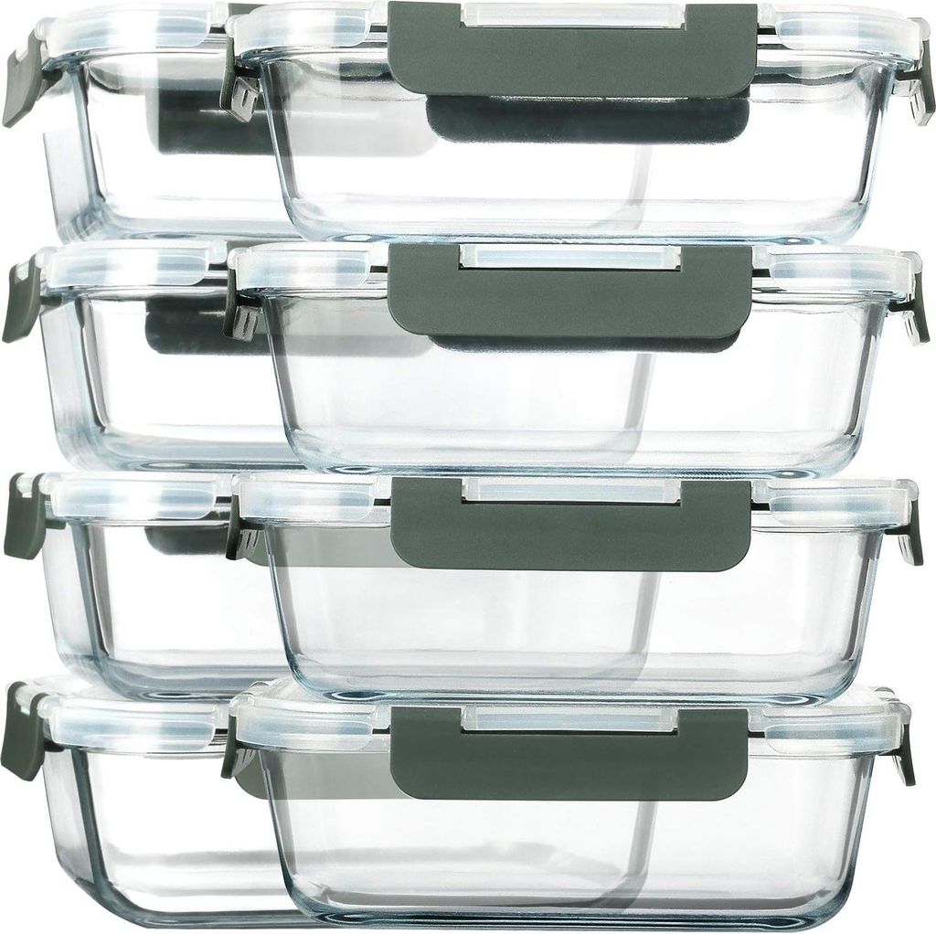 Glas Mahlzeit Prep Behälter - BPA-frei - Set von 8 - Borosilikatglas - 30 oz