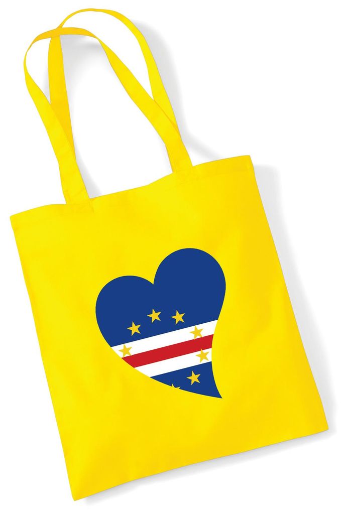 Huuraa Jutebeutel Kap Verde Flagge Herz 10 Liter Yellow Baumwolle Tasche Geschenkidee