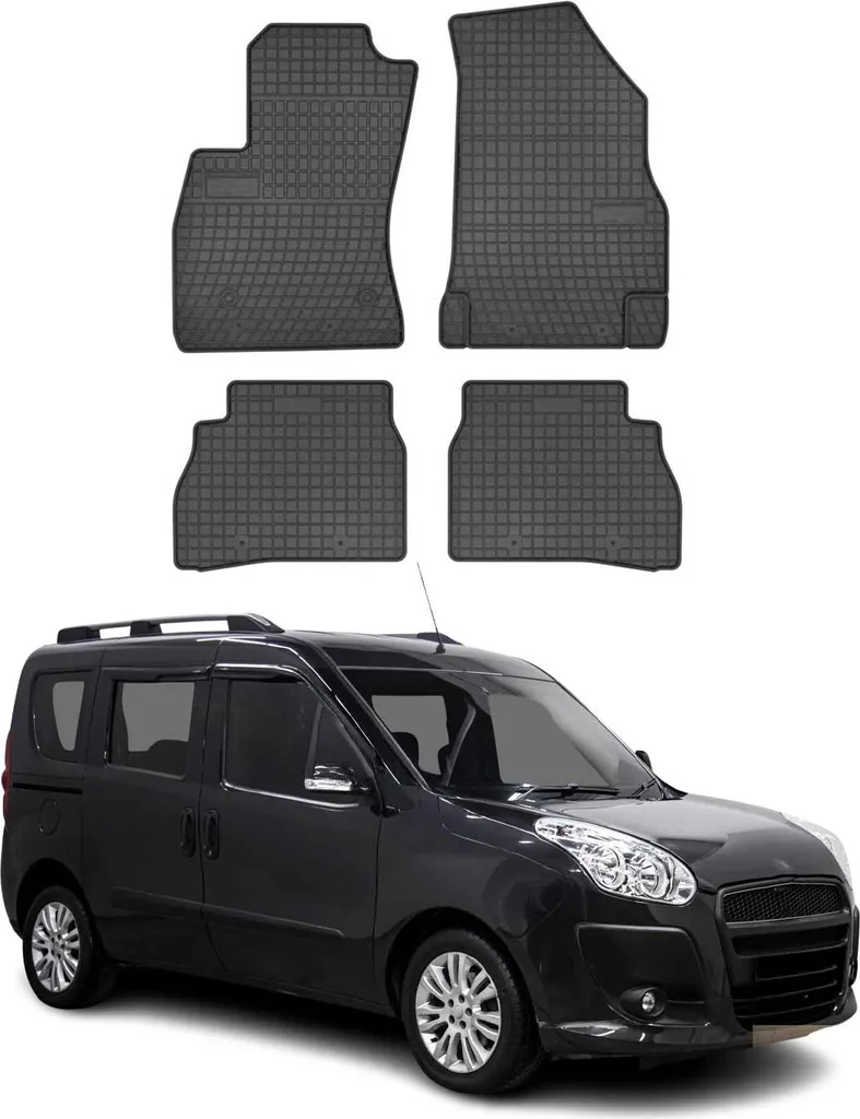 Kit Tappetini Fiat Doblo 2010-2020 Gomma Nera - Pronti all'Avventura