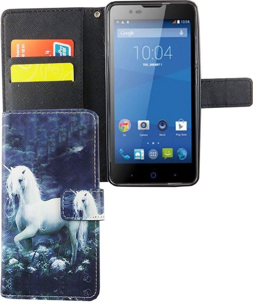 Handyhülle Tasche für Handy ZTE Blade L3 Einhorn Weiß