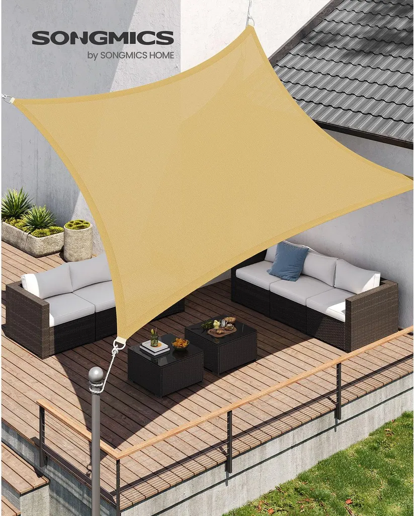 Voile d'ombrage 3x4 m jaune sable : fini la chaleur sur la terrasse