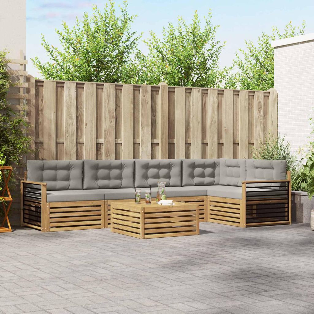 Möbel Outdoor-Sofagarnitur 6 pcs Weiß und Hellgrau PolyesterGartensofas - Gartensofas c4091