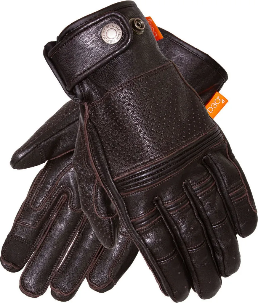 Gants moto D3O Merlin Leigh Heritage en cuir marron taille 2XL
