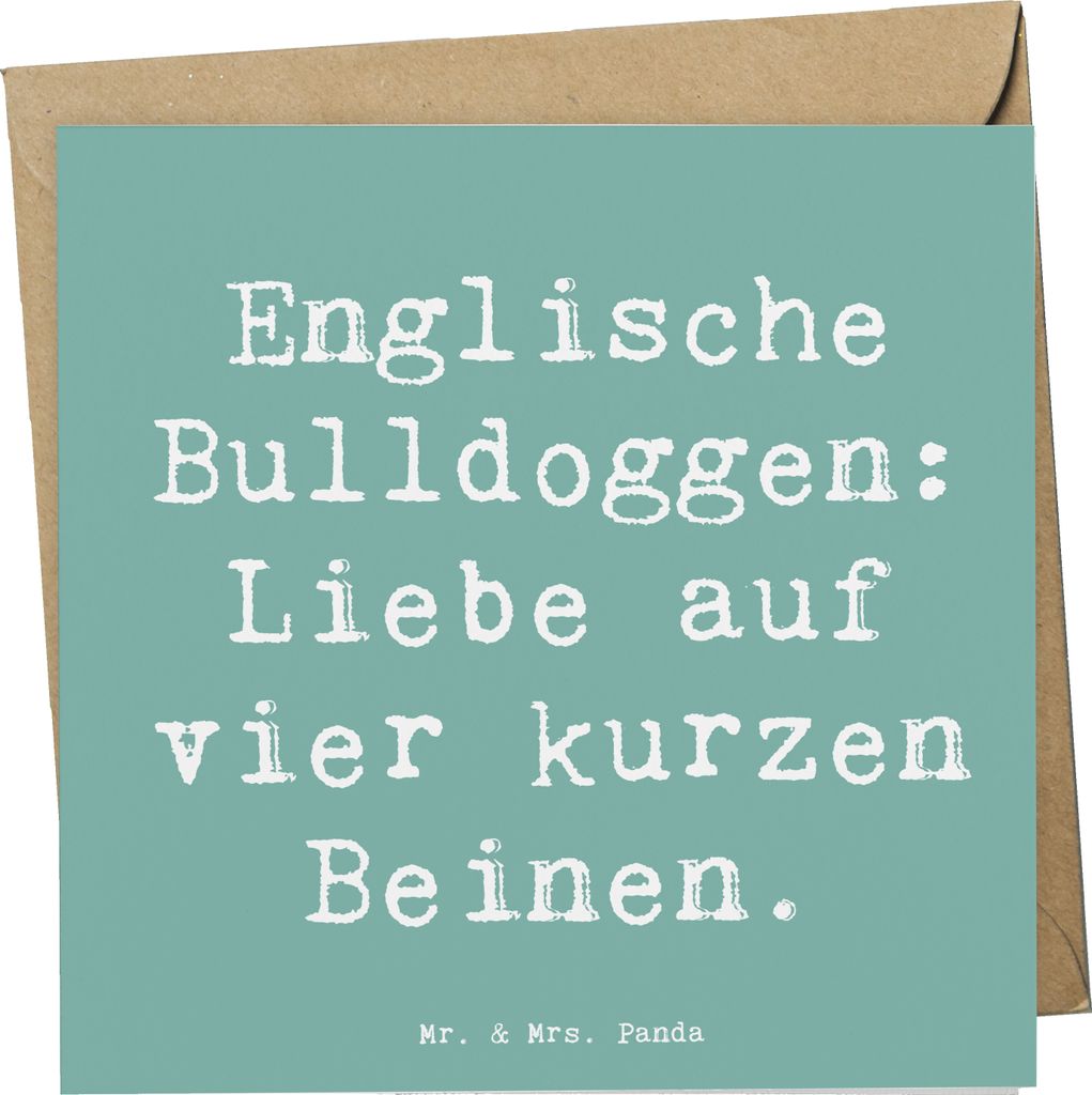 Mr. & Mrs. Panda Grußkarte Spruch Englische Bulldogge Liebe - Meeresbrise - Geschenk, Klappkarte, Hunderassen Pflege, Glückwunschkarte, charmante...