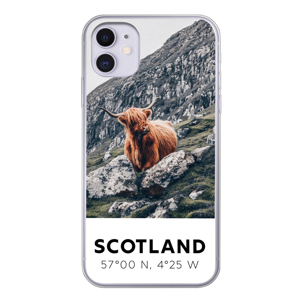 MuchoWow Handyhülle Schutzhülle Hülle für iPhone 11 Schottland - Schottische Highlander - Berge Silikon Softcase Handy Hülle - Handytasche