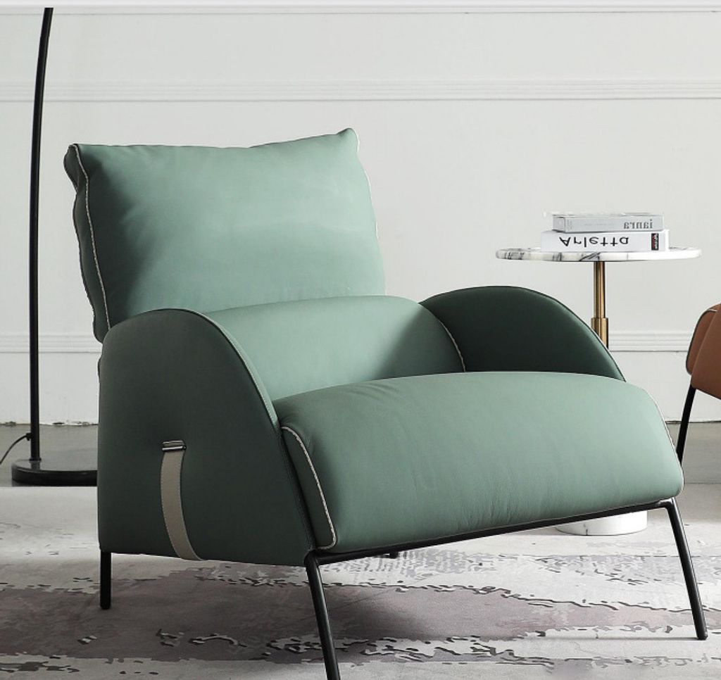 Designer Grüner Sessel Moderner Einsitzer Armsessel 1Sitzer Loungesessel