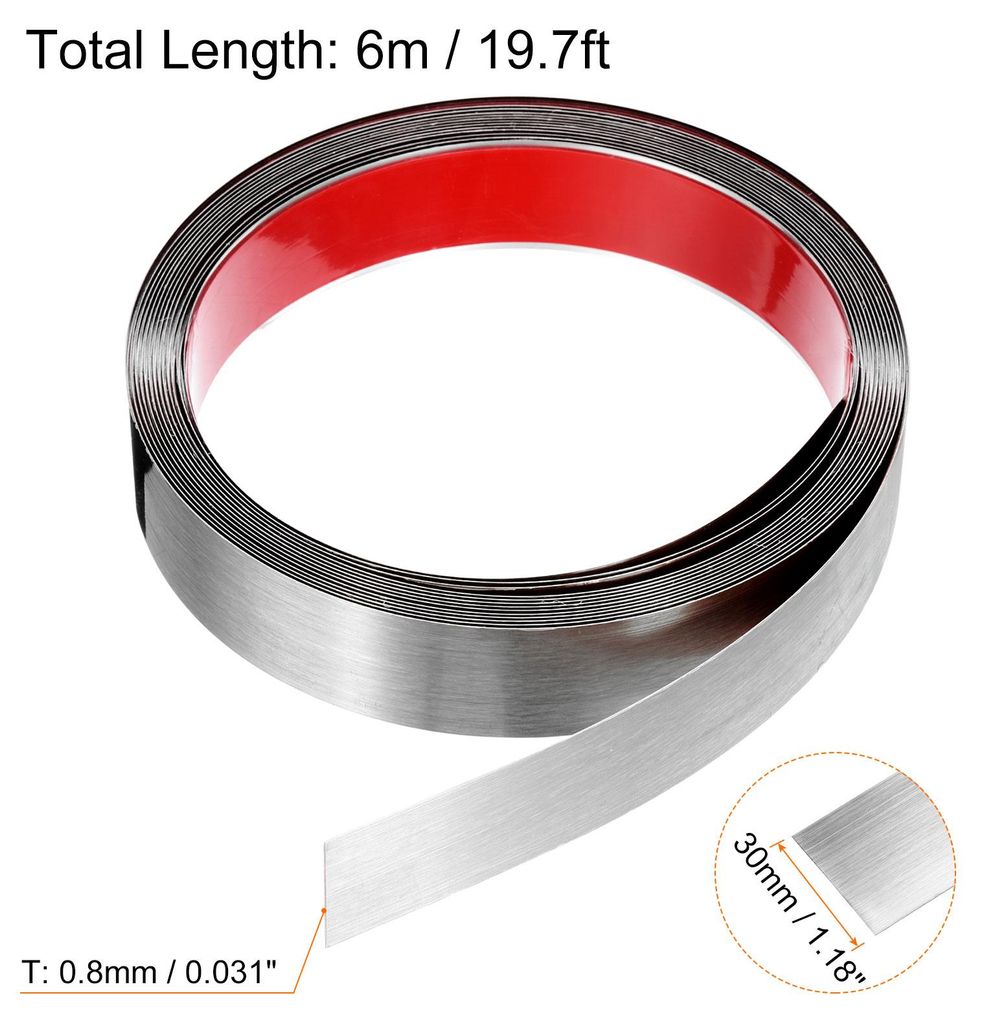 6m x 30mm Zierleisten Selbstklebend, Wandleisten zum Aufkleben und Anbringen von Rahmen, Edelstahlleiste mit gebš¹rstetem Finish fš¹r Wand, Dec...