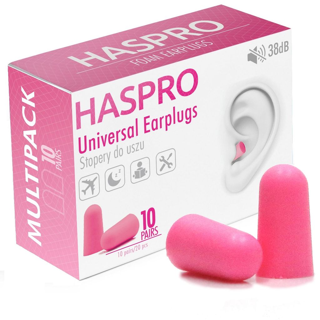 HASPRO MULTI10 PINK, Schaumstoff-Ohrstöpsel – rosa, 10 Paare