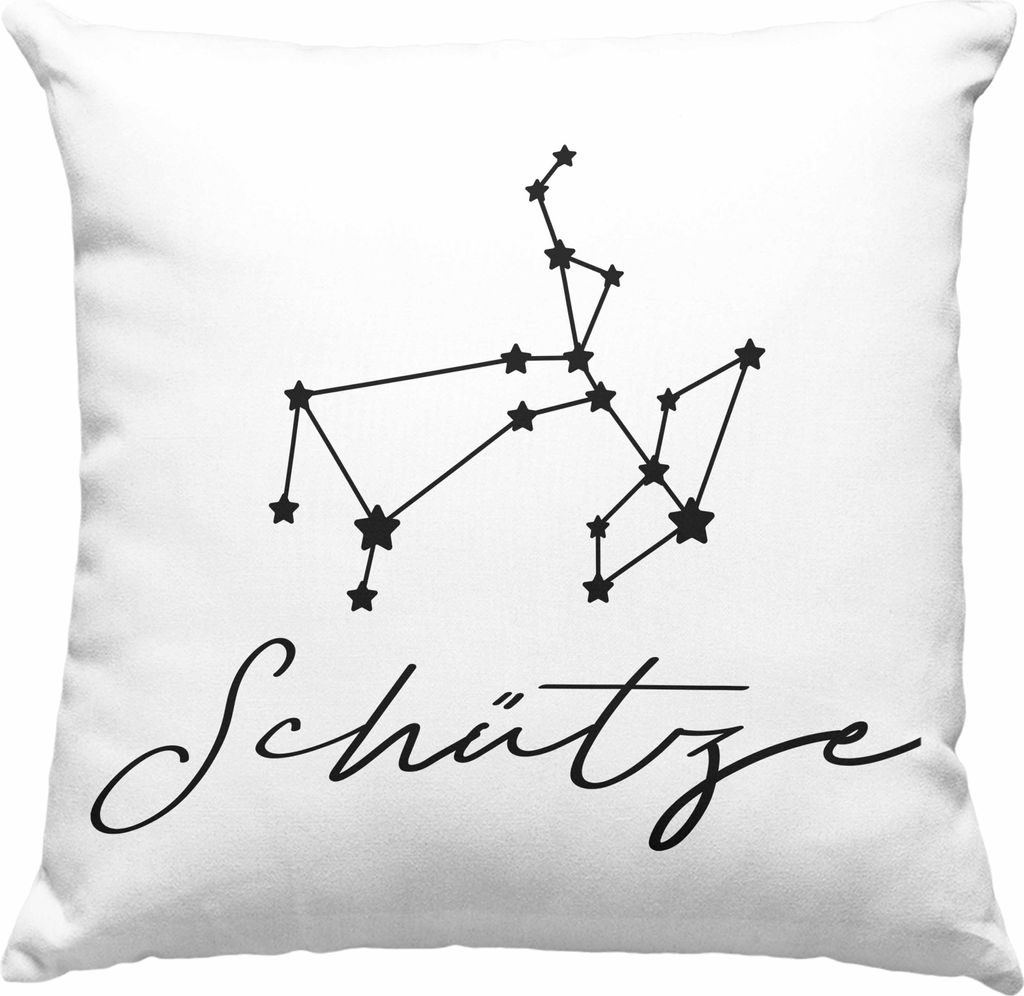 Trendation - Schütze Sternzeichen Deko-Kissen mit Füllung 40x40 Geschenk Horoskop Tierkreiszeichen (Grau)