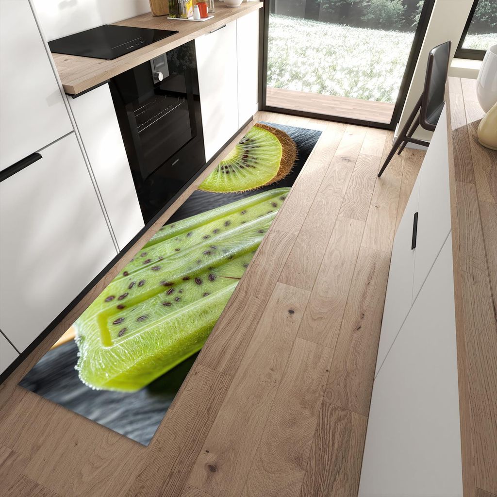 Küchenteppich 60x270cm rutschfest & abwischbar PVC Läufer - Kiwi Eis am Stiel