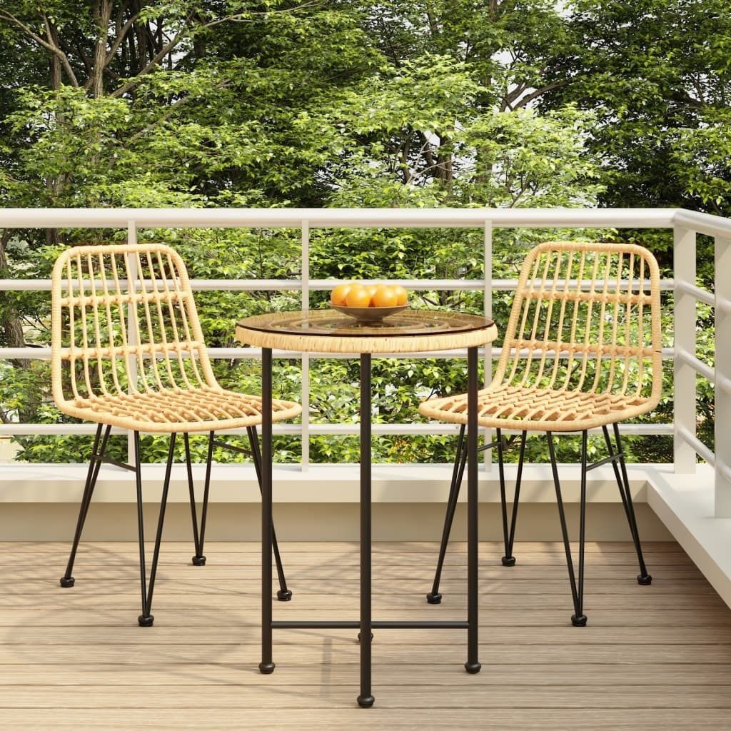 3-tlg. Garten-Essgruppe Poly Rattan , Gartenmöbel-Sets Produktbild 
