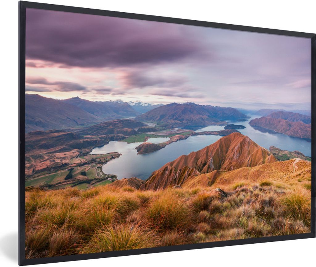 MuchoWow Gerahmtes Poster Berg - See - Himmel 30x20 cm - Poster mit Schwarzem Bilderrahmen Wandposter Rahmen Foto Bilder - Kunstdruck - Bild-Poster