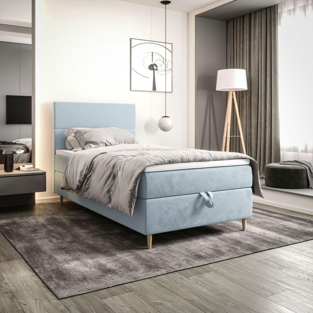 BEDANTE Boxspringbett FLO 80x200 Itaka 13 Bett Bettkasten Einzellbett Hotelbett Topper Matratze Schlafzimmer Stauraum