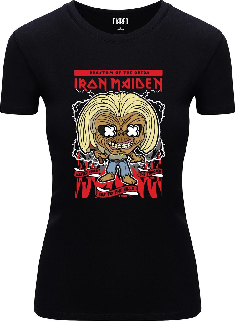 Diarbo Damen T-Shirt mit Musikliebhaber Druck Iron Maiden Musikplakat Schwarz Gr.L
