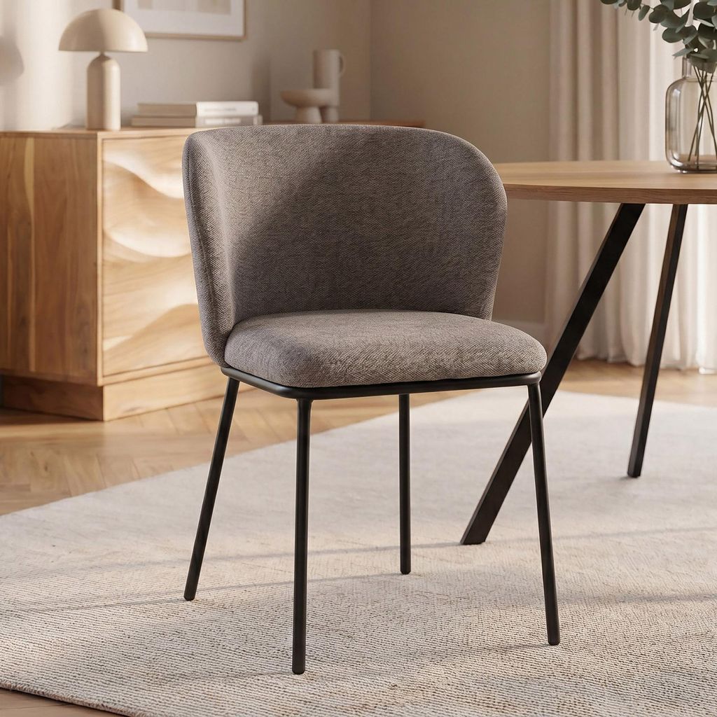 riess-ambiente Stuhl LYON grau beige schwarz Chenille Produktbild 