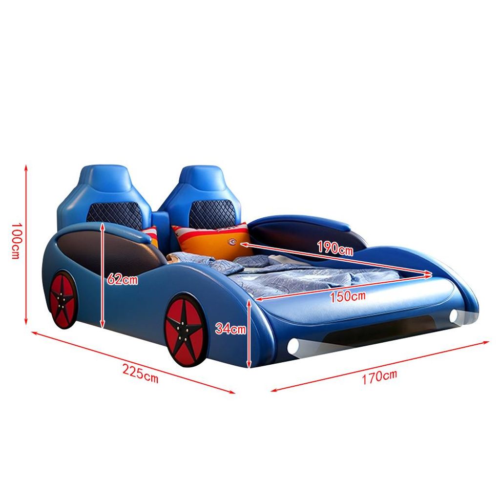 Auto LED Raser Jungen Kinder Bett Cool Bequem blau Produktbild 