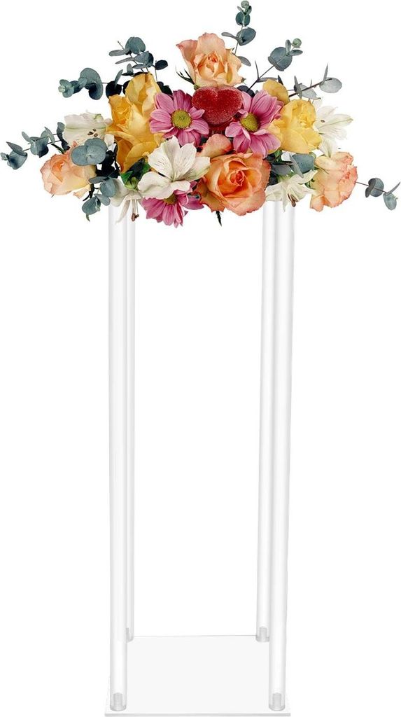 Acryl Blumenständer - Tisch- & Bodenmodell - Set mit 10 - Größe 20×20×60 cm - Traglast 3 kg je Ständer - Weiß - Für Hochzeit & Zuhause