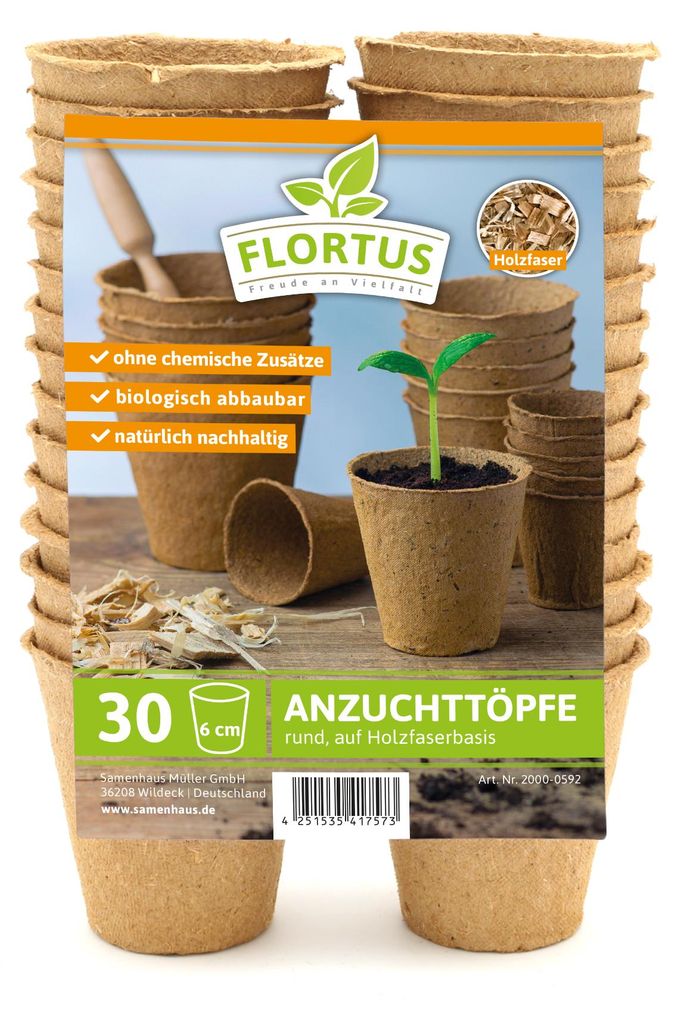 6 cm Anzuchttopf rund auf Holzfaser Basis | Holzfaser Produktbild 