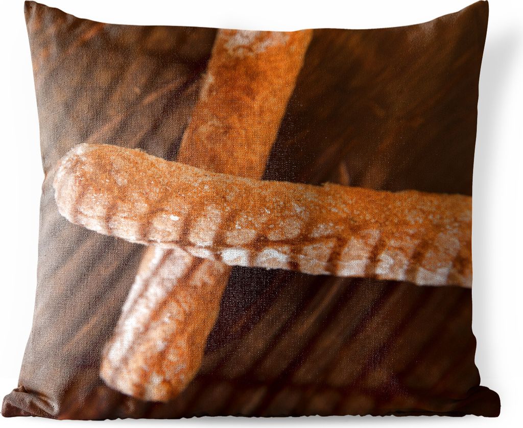 MuchoWow Outdoor Kissen - Zwei gefrorene Frikandellen liegen übereinander - 50x50 cm - Wetterfest - Lounge Kissen - Komfortabel - Kissen mit Bild