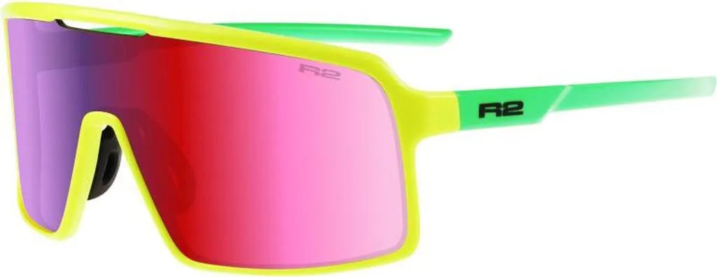 Lunettes R2 Winner AT107Q Jaune-Vert Néon avec Verre Brillant Noir-Rouge