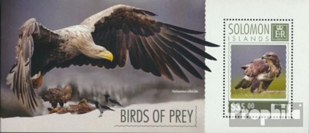 Briefmarken Salomoninseln 2014 Mi Block 348 (kompl. Ausg.) postfrisch Raubvögel