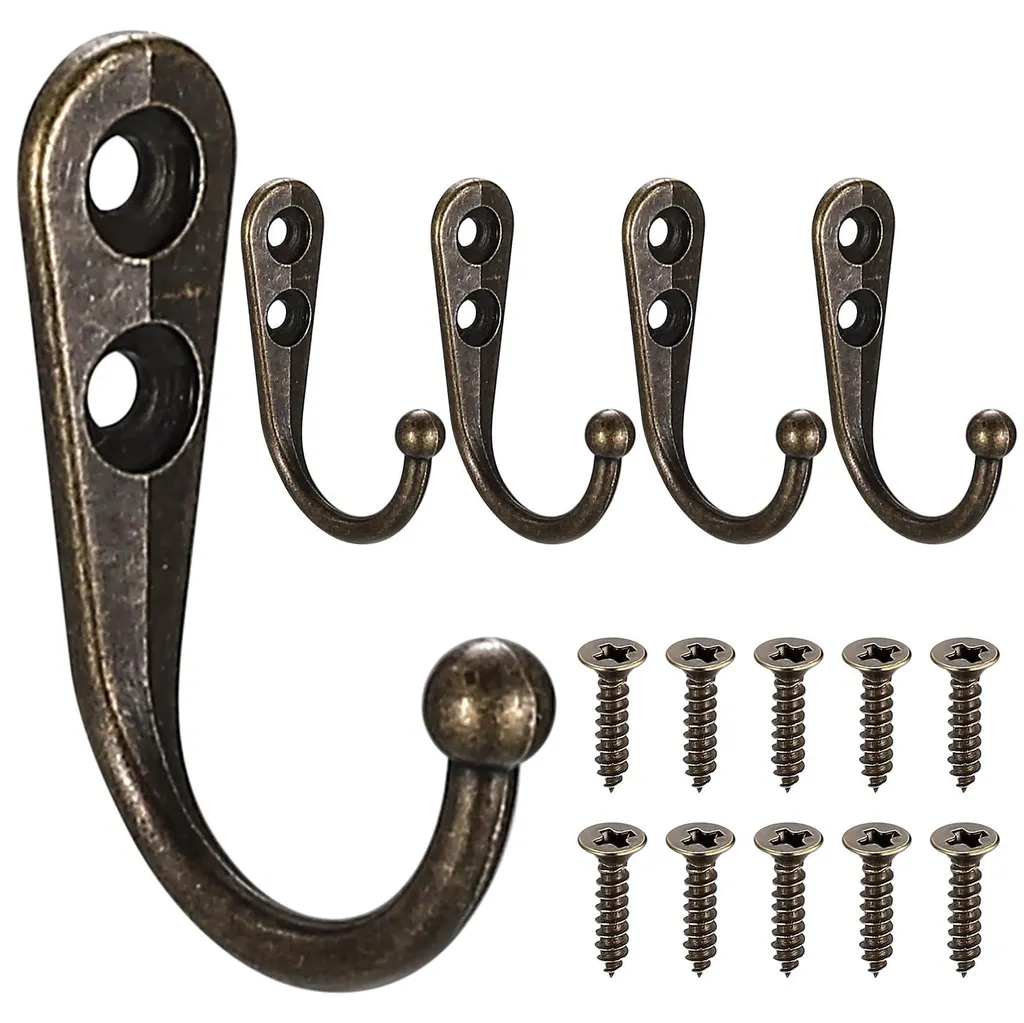 Crochets de Penderie Bronze Rétro Lot de 5 Supports Muraux Métal Fixe